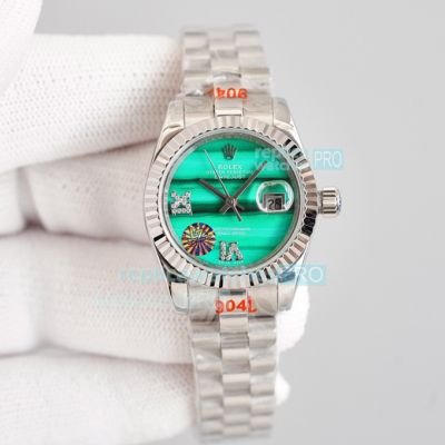 Swiss Clone Rolex President Datejust Peacock Green Dial Ladies Watch 28MM